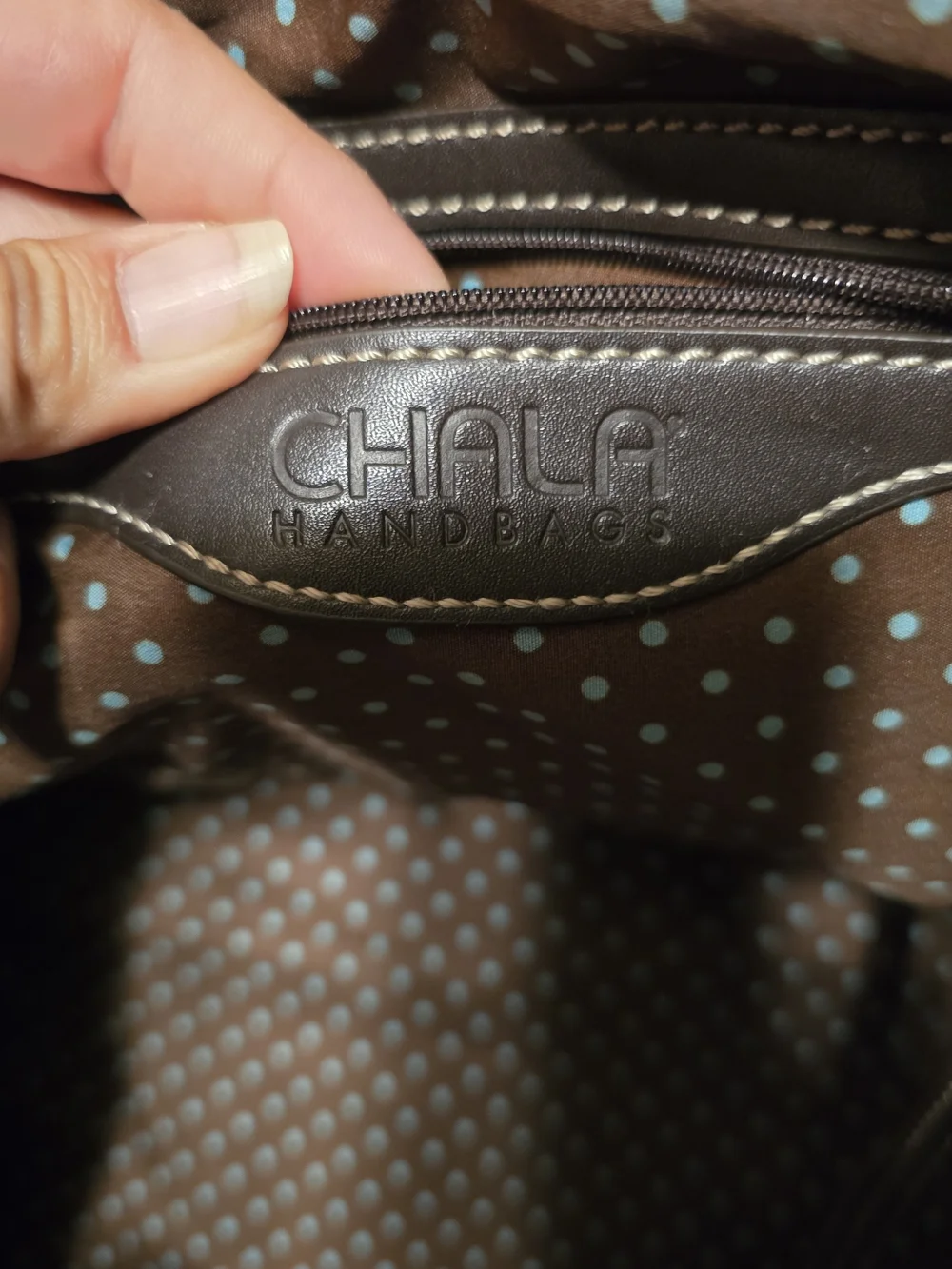 Chala Black Tote with Brown Trim and Gold Logo